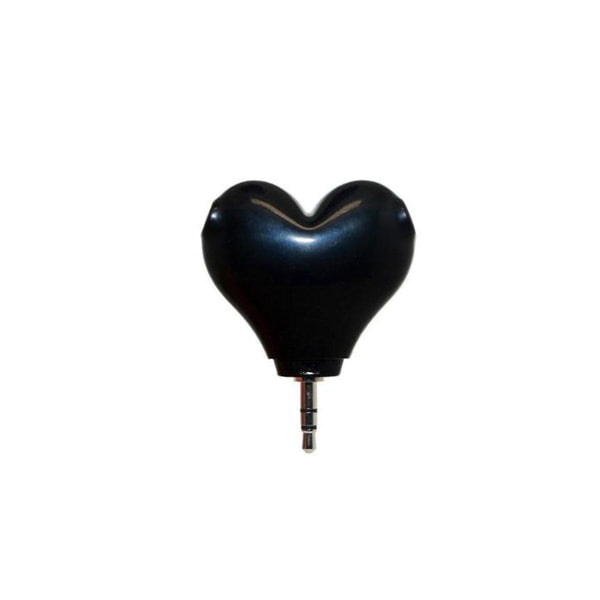 Hjärtformad hörlursdelarkontakt Adapter 1-till-2-gränssnitt för 3,5 mm stereoljudheadset (svart) Svart