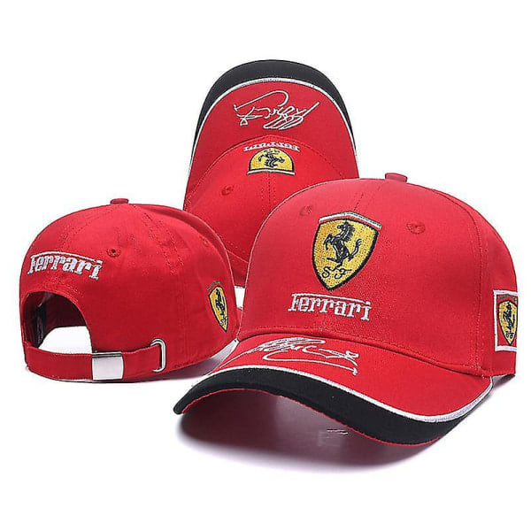 Ferrari Team-keps Utomhussport Basebollkeps Racingkeps Justerbar Bomullskeps_x Röd