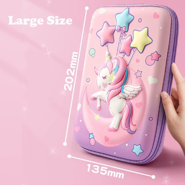 Cartoon Unicorn Pencil Case, Pink Large Capacity Pencil Case