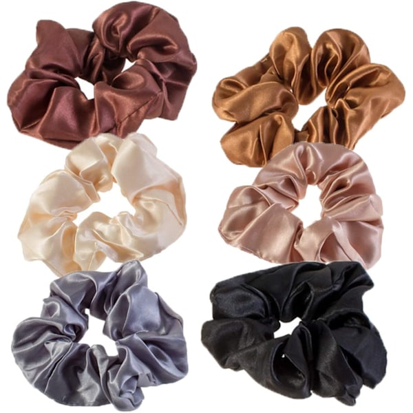 Paket med 6 hårscrunchies silkescrunchies satin för kvinnor, hår