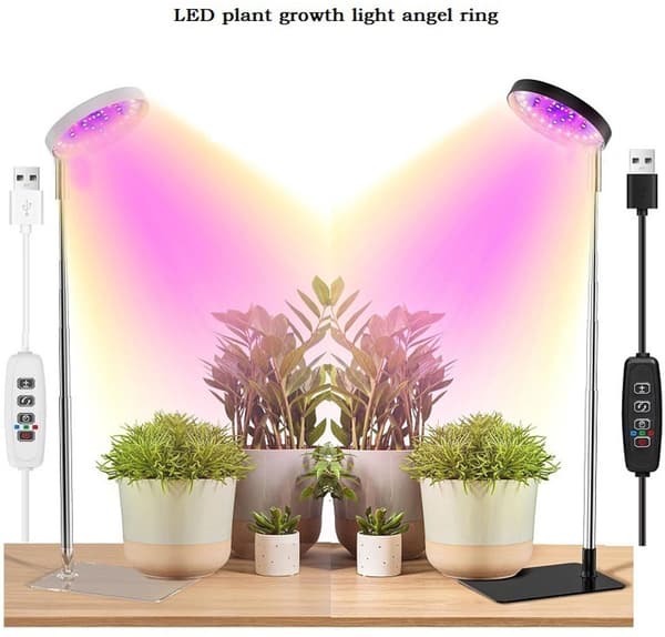 LED Plantegrowlight (Angel Ring) — Velegnet til sukkulenter, sort, dimensioner 19x14x2 cm