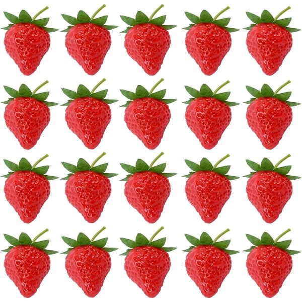 20 bittiä konstgjord jordgubb Realistinen frukt Plast jordgubb foto rekvisita, liten