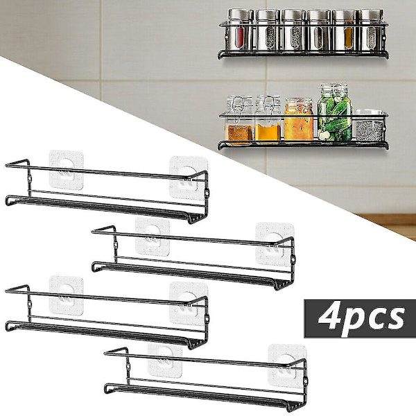 4-pack Kitchen Shelves Spice Rack Wall Mounted Storage Organizer Cabinet Stand-FF-