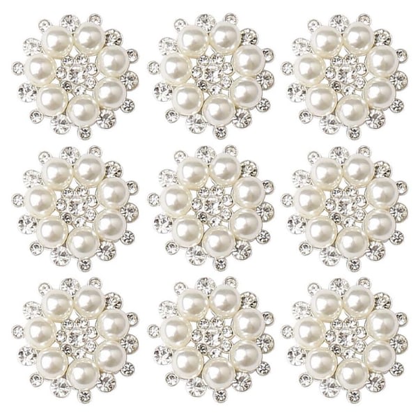 10 stk Rhinestone Perle udsmykning, Pearl Flower knapper