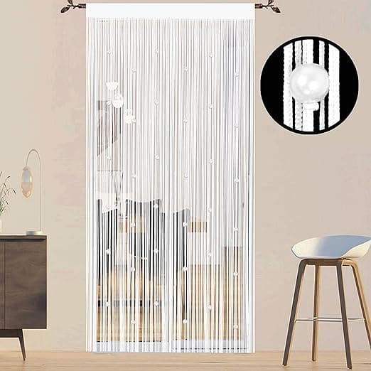 Perlegardin (hvit 100 * 200cm), med flygende gardiner-FF-