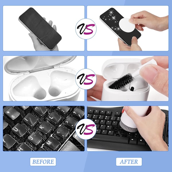 Rengøringssæt til mobilt tastatur, rengøringsspray til computere til bærbar computer 20 i 1 Multi Tool Rengøringsbørste til elektronisk enhed Pink
