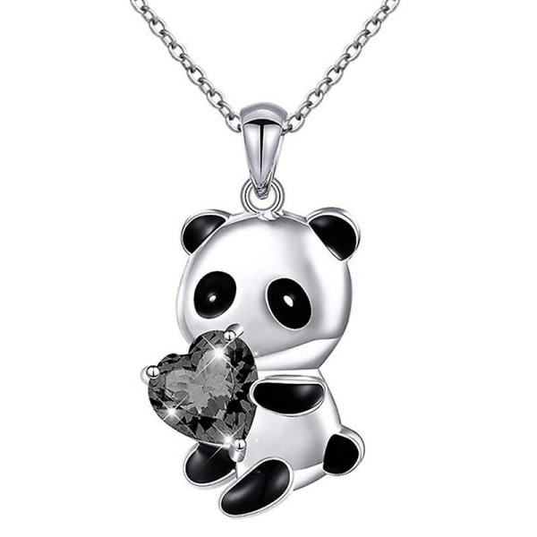 Anheng Halskjede Panda Embrace Heart Utsøkte smykker Cartoon Animal Halskjede for daglig bruk Svart
