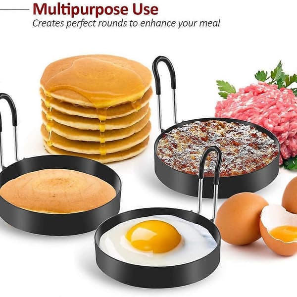 Eggringer, 4-pakning eggform rustfritt stål, pannekakeform steking egg omeletter-FF-