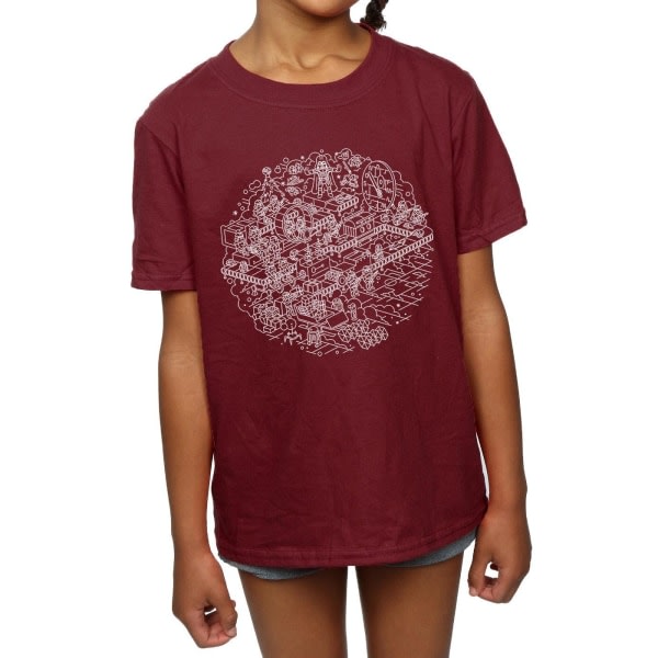 Star Wars Girls Christmas Death Star Cotton T-shirt 5-6 år B Burgundy 5-6 år