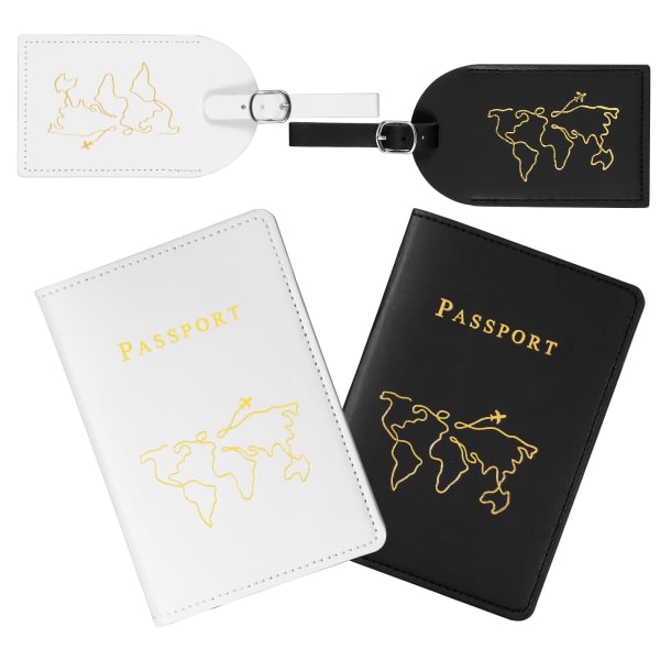 Passkoffert og bagasjelapp, 2 stk (svart, hvit)