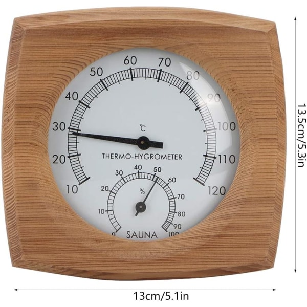 Termometer/hygrometer, invändigt trä 2-i-1 för bastu bastu den