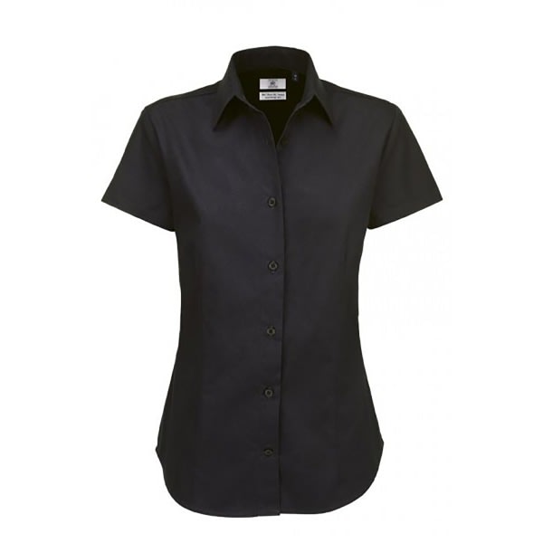 B&C Sharp Twill kortermet skjorte dame/dame S Black S
