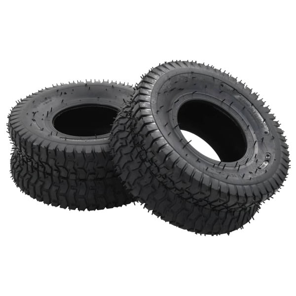vidaXL Dæk og inderslange til sækkevogn 4 stk. 15x6.00-6 4PR gummi Black Svart