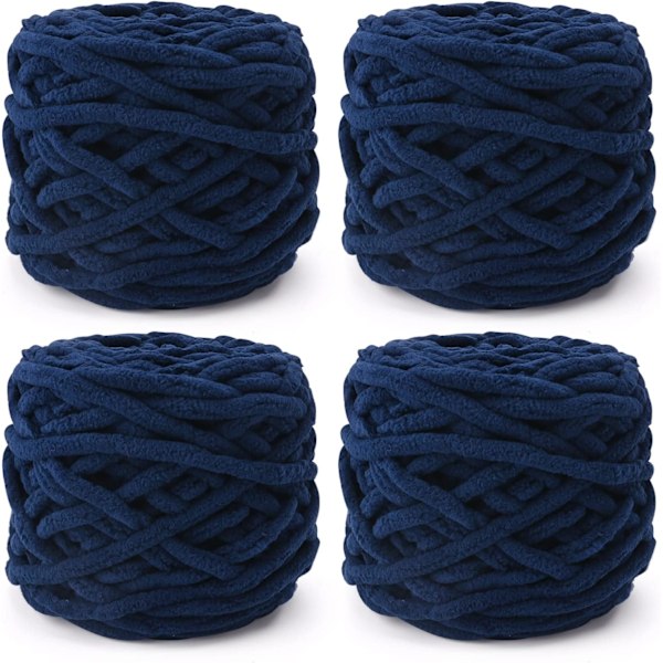 Stickgarn 4x Stickgarn för Virkning, Mjukt Chunky Garn för Garnprojekt-X44- Navy blue