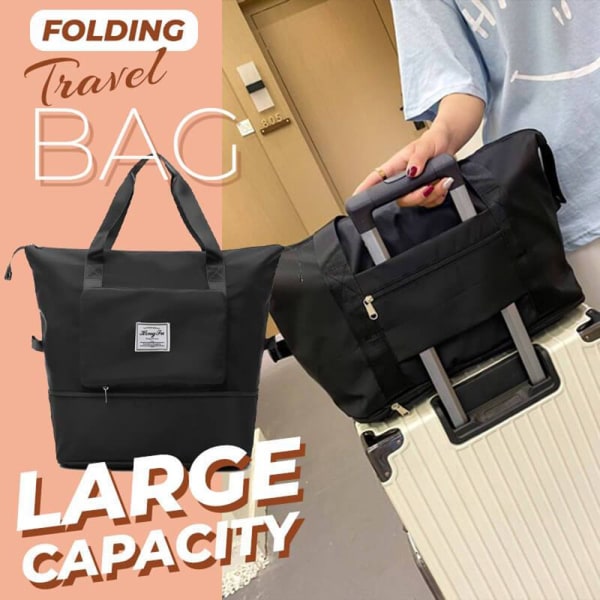 Stor kapacitet hopfällbar resväska Kvinnor resväskor - høj kvalitet Black