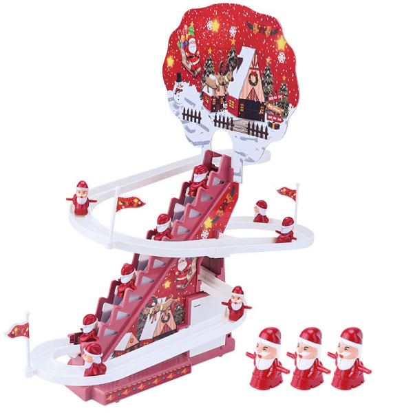 Elektrisk lys op musik Santa Claus klatring tre sæt legetøj Santa Claus dukker gave til jul farverige