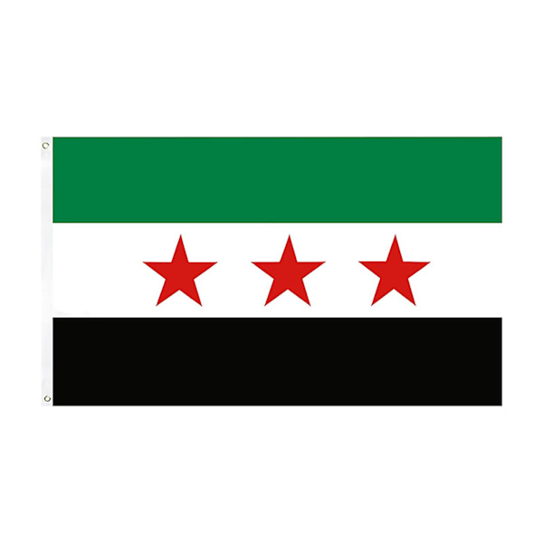 90*150cm/3FT*5Ft/59*35IN Syyrian lippu Syyrian lippu messinkirenkailla ja kaksoisommelluilla reunoilla