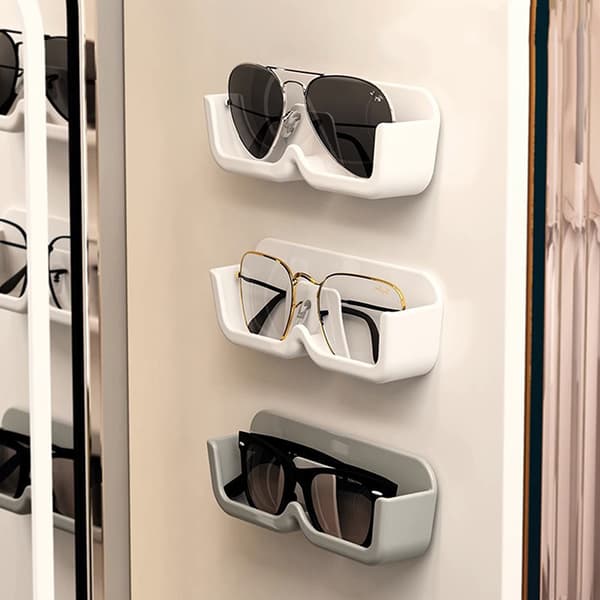 Glasögonförvaringslåda Väggmonterad Solglasögon Organizer Rack Glas White