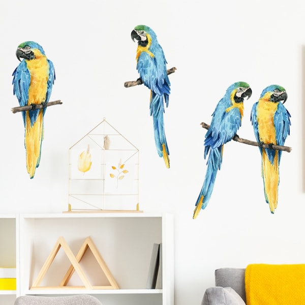 Värilliset Papukaija seinätarrat Makuuhuoneen seinätaidemaalaukset (koko: 80cm x 39cm)