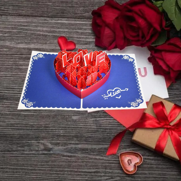 Valentinsdag lykønskningskort 3D Rose gaveæske Blomstergavekort til kærlighedsfest Mindeværdigt øjeblik for kæresten Udsøgt håndværk