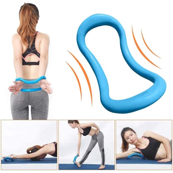Fascia Stretching Ring, 2 dele Yoga Ring Pilates Circles, Fitness Stretching Ring, Yoga Massage Ring til lår- og vadmassage, blå og rosrød