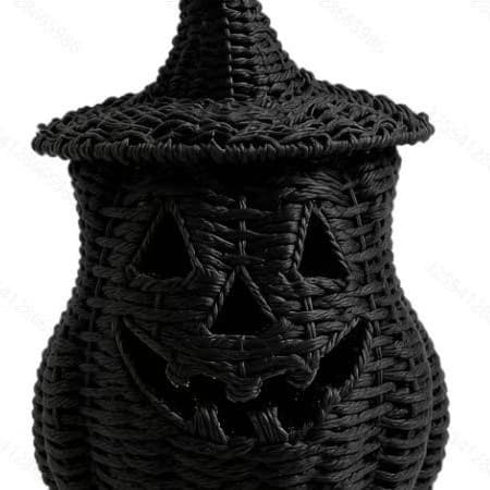 Sort vævet hul græskar-natlampe, Halloween bordlanterne B 16*16*20cm