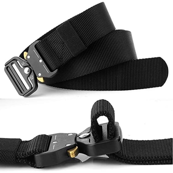 2-pack nylon justerbart militärt taktiskt bälte (svart, 125 cm)