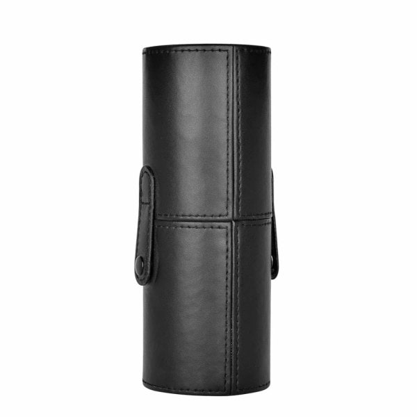 Stor sminkborsthållare Portabelt case för läderborstar (svart)