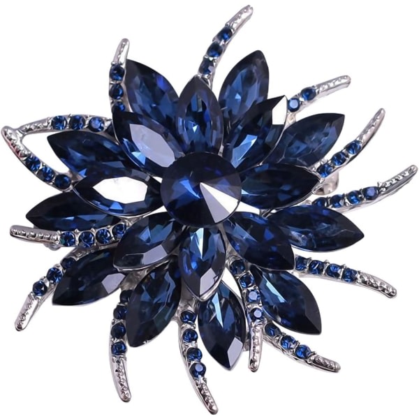 Kukka rintaneula naisten morsiamet luotu sininen kristalli rintakoru, kiteet, kristalli