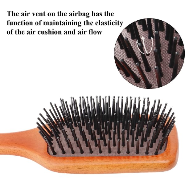 Air Cushion Comb Airbag Hårborste, massager hårbotten hårvårdskam, träskaft hårborste för långt kort lockigt tjockt tunt hår för kvinnor män