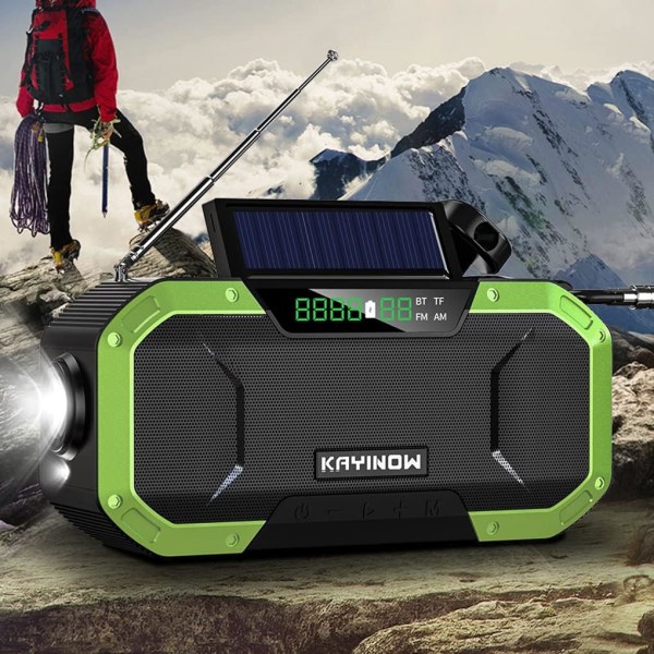 IPX5 USB Laddning Handvev Emergency Radio Wild Vandring Survival Solar Powered Bluetooth-kompatibel 5.0 högtalare