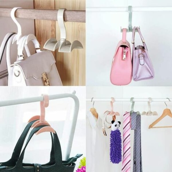 4 delar slipshållare, roterande handväskhängare, garderobshängare Scarfkrokar, plast Roterande väskhängare, för väska, ryggsäck, rem, halsduk