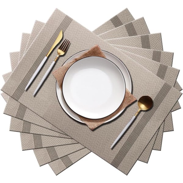 Lyxiga eleganta bordstabletter, bordstabletter Set med 6 halkfria tvättbara bordsunderlägg för hem/matsal dekoration (kaffe)