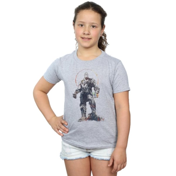 Marvel Girls Avengers Infinity War Thanos Sketch T-shirt i bomull Sports Grey 7-8 Years