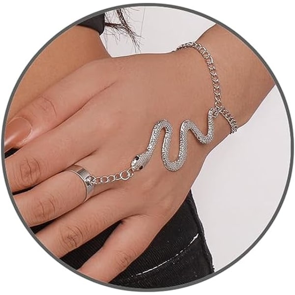 Snake Hand Chain Armband for Kvinnor Flickor, Butterfly Finger Ring Armband Slave Chain Hand Sele Armband Spider Ring Snake for fest Halloween