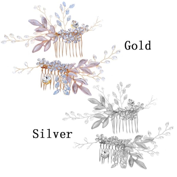 2ST/Sett Perle Hårklemmer Brudehårkam SØLV silver