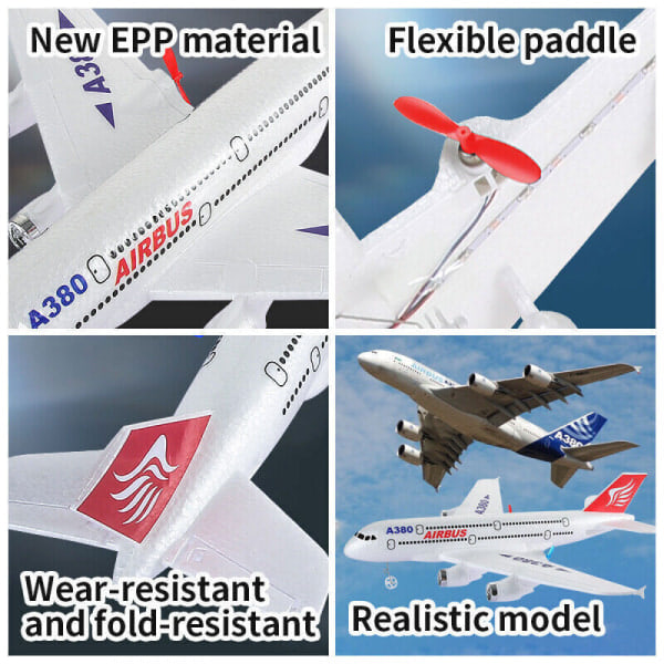 2.4G Airbus A380 RC Fly 2CH 6-akset Gyro 420mm FixWing Fjernbetjening Svævefly Drengegave Med 3 Batterier