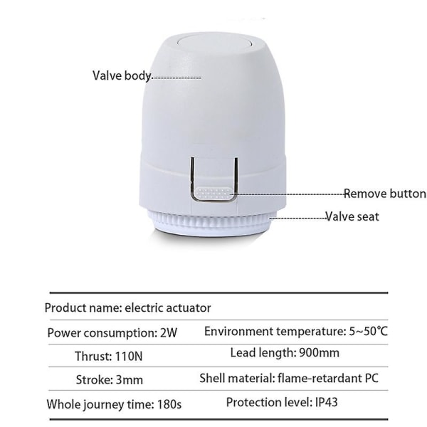 Lattialämmitysventtiili Nc Ac 230v Sähköinen lämpötoimilaite lattialämmityksen termostaatille