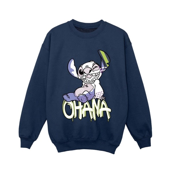 Disney Boys Lilo And Stitch Ohana Graffiti-skjorte 7-8 år Marineblå 7-8 år