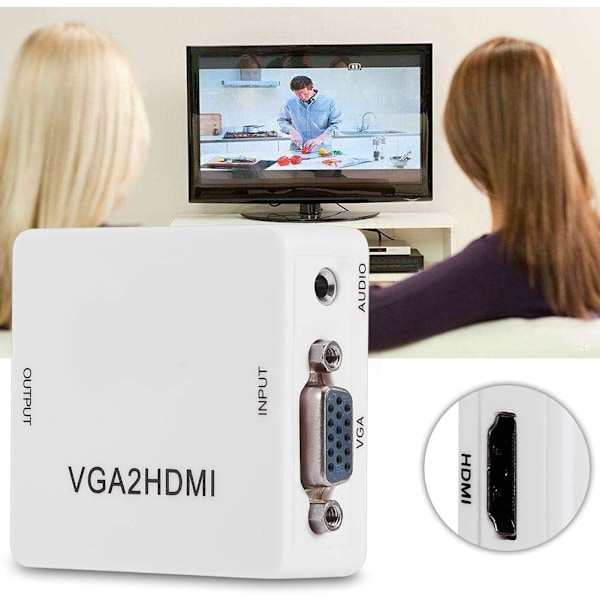 Vga-HDMI-muunnin, sovitinkonvertteri, Mini Vga - HDMI-muunnin, 1080P Vga2Hdmi-sovitin PC-kannettavalle Dvd:lle Hdtv-projektoriin