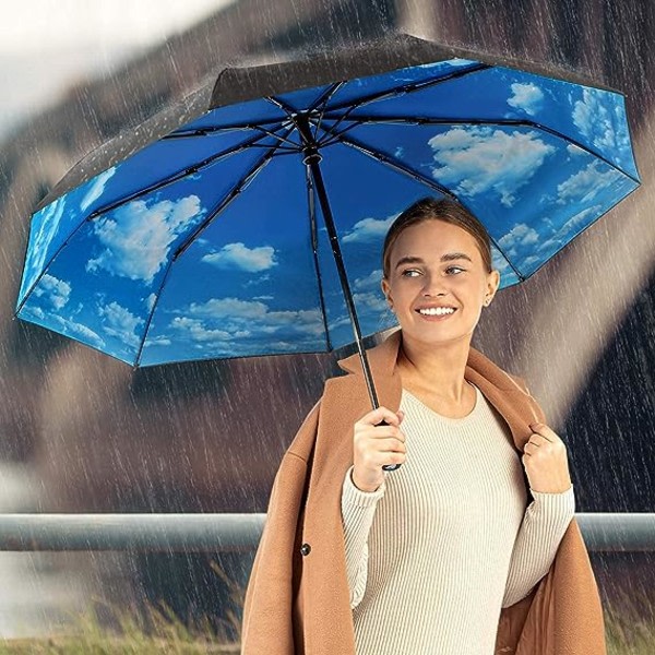 Paraply, vindtätt och regntätt, robust och kompakt, perfekt för bilparaplyer, ryggsäckar, handbagageparaplyer, tio ben