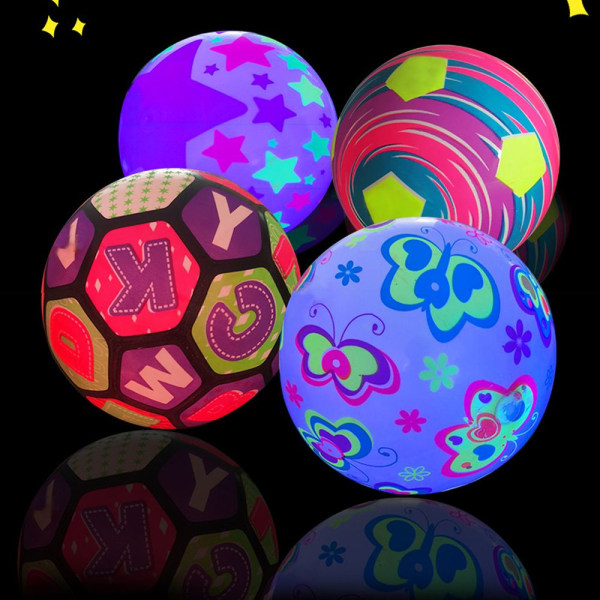2st självlysande boll Blinkande leksak Kasta studsbollar Oppblåsbara leksaker 2Pcs-Style Random