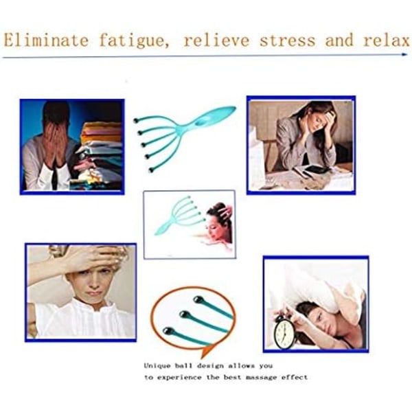 Massageapparat för hårbotten, skyddande handhållen SPA-huvudmassager för djup avslappning och stressreducering på kontoret Hemma SPA Rosa+Blå (2 kpl)