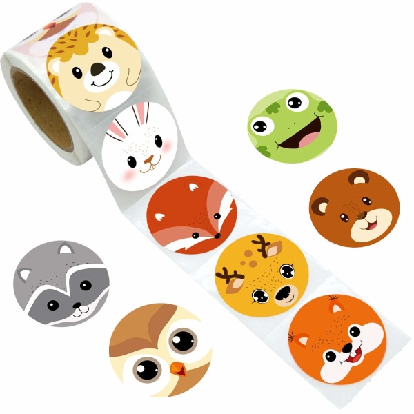 2 pakke Woodland Animal Stickers Perforerede Roll Stickers 200 STK