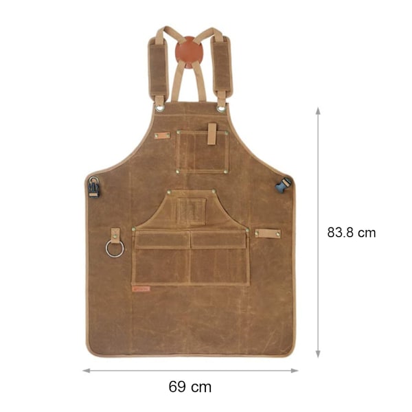 Carpenter Apron in Waxed Canvas for Men and Women | Durable Work Apron with Pockets | Lower Back Straps | Adjustable Tool Apron-XF9-