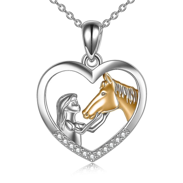 Tjej och häst halsband för flickor Sterling silver häst juvelerare