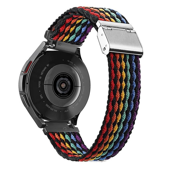 Sport Nylon flettet stropp kompatibel med Samsung Watch3 45mmatch S3.22mm Dyp stripete farge-22mm