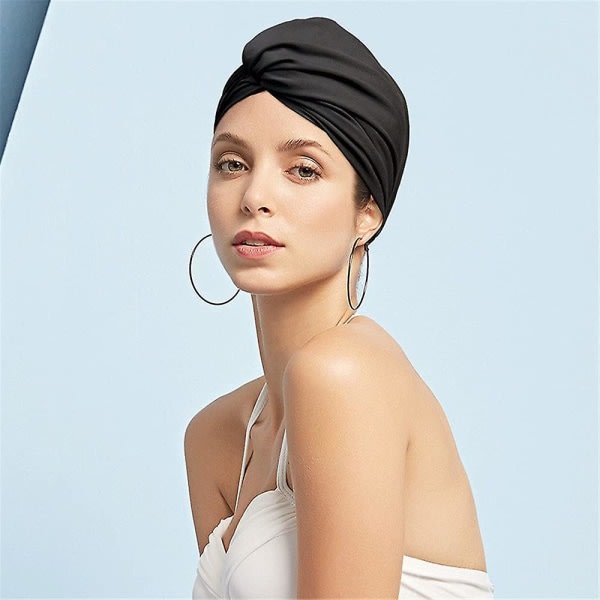 Cap med langt hår, plissert badehette for voksne, elastiske badehetter for kvinner