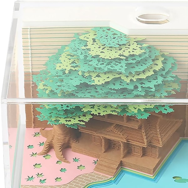 3D-työpöytäkalenteri 2025 LED-valolla, irrotettavilla paperilla, joulukoriste Green