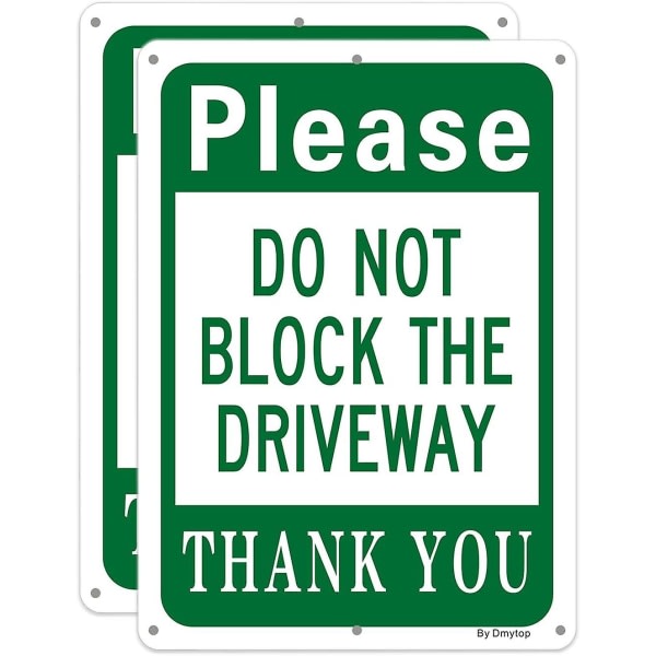 "Bloker venligst ikke indkørslen"-skilt - reflekterende aluminiumsskilt - let at installere, rust-/fadebestandigt - UV-beskyttet (2-pak)
